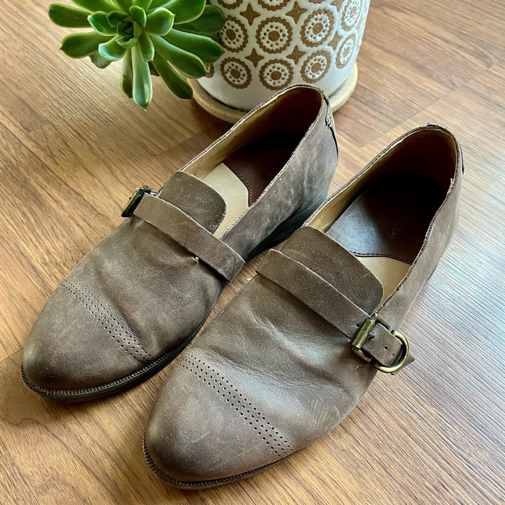 OluKai Haili Brown Leather Casual Loafers